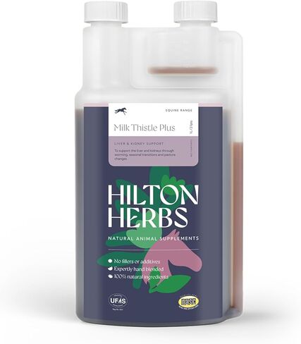 Hilton Herbs Milk Thistle Plus Gold Liver & Kidney Support Horse Supplement Liquid 1.05pnt, Natural Equine Herbal in Saudi Arabia