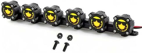 1/10 Scale RC Crawler Roof Light Bar,6 LEDs Spotlight, Bright Yellow Metal Lamp Kit for Axial SCX10 Traxxas TRX4 TRX6 D90 Redcat Gen8 RC Truck Off-Road Upgrades (Smiling face) in Kuwait