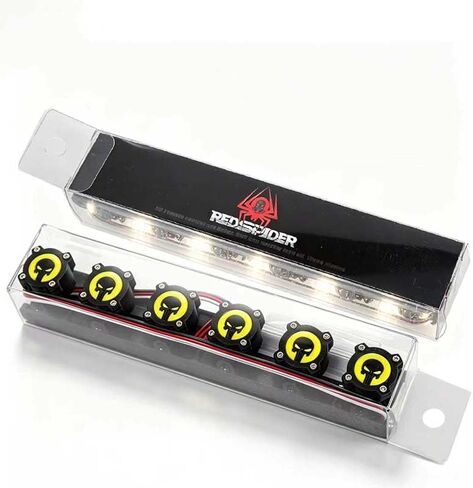 1/10 Scale RC Crawler Roof Light Bar,6 LEDs Spotlight, Bright Yellow Metal Lamp Kit for Axial SCX10 Traxxas TRX4 TRX6 D90 Redcat Gen8 RC Truck Off-Road Upgrades (Smiling face) in Kuwait