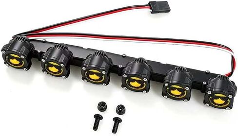 1/10 Scale RC Crawler Roof Light Bar,6 LEDs Spotlight, Bright Yellow Metal Lamp Kit for Axial SCX10 Traxxas TRX4 TRX6 D90 Redcat Gen8 RC Truck Off-Road Upgrades (Smiling face) in Kuwait