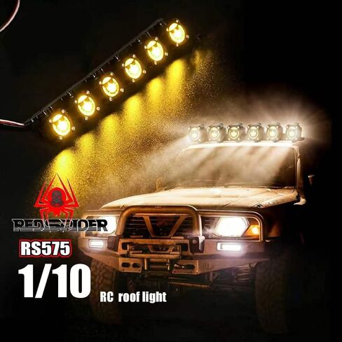 1/10 Scale RC Crawler Roof Light Bar,6 LEDs Spotlight, Bright Yellow Metal Lamp Kit for Axial SCX10 Traxxas TRX4 TRX6 D90 Redcat Gen8 RC Truck Off-Road Upgrades (Smiling face) in Kuwait