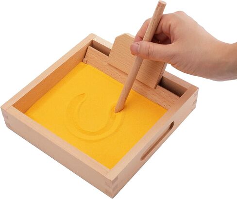 Montessori Letter Formation Sand Tray, Wooden Sand Trays with Pen for Kids Writing Letters and Numbers, Sensory Writing Practice for Preschool Classroom, Kindergarten Learning Tools in Kuwait
