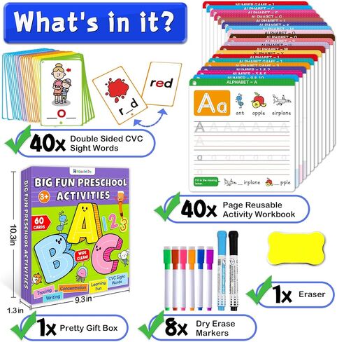 Reusable Handwriting Tracing Books, Preschool Learning Toys for Kids 3-6 in Kuwait