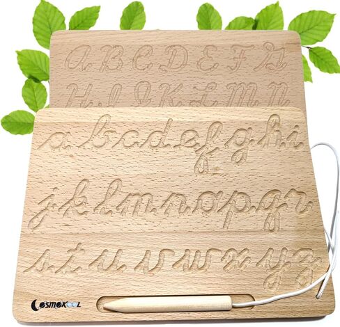 Cursive Montessori Alphabet Tracing Board | Alphabet Letters | ABC Tracing | Uppercase+Lowercase Reversible in Kuwait