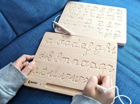 Cursive Montessori Alphabet Tracing Board | Alphabet Letters | ABC Tracing | Uppercase+Lowercase Reversible in Kuwait