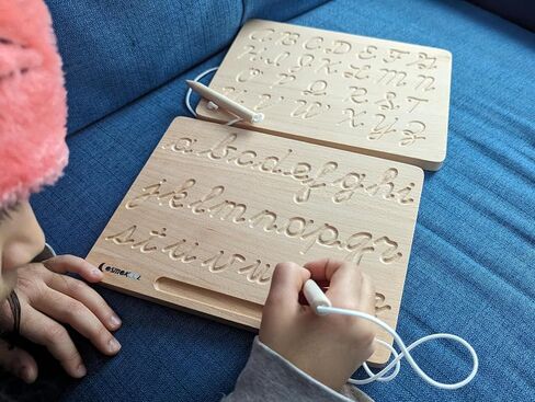Cursive Montessori Alphabet Tracing Board | Alphabet Letters | ABC Tracing | Uppercase+Lowercase Reversible in Kuwait