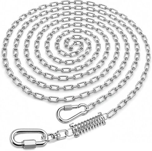 25FT Heavy Duty Dog Tie Out Chain, Stainless Steel Chain Leash for Outside, Chew-Resistant Welded Link Dog Runner for Small to Large Dogs Up to 200 lbs, Long Chain for Yard, Camping & Travel in Kuwait