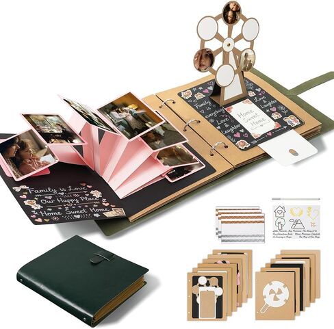 3D Interactive Scrapbook Album, Faux Leather - Dark Brown in Kuwait