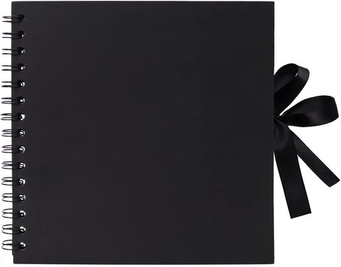Vienrose Scrapbook Photo Album, 8x8 Inches, 40 Pages, Black, Silk Ribbon in Kuwait