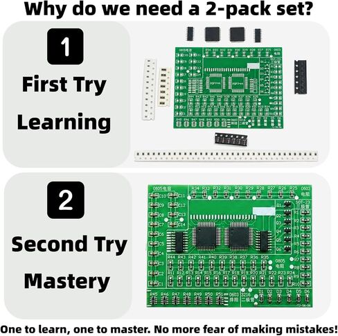 [2 Pack] SMD Soldering Practice Kit, SMT Components Solder Training Kits for Electronics, PCB Board Soldering Practice for Beginners and Adults, DIY Electronic Project in Saudi Arabia