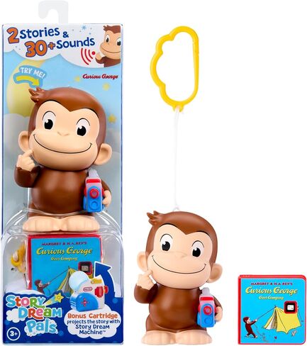 Little Tikes Story Dream Pals Curious George, Interactive Story Telling 4" Figure with Bonus Cartridge, Talks, Lights Up, Key Chain, Ages 3+ in Kuwait