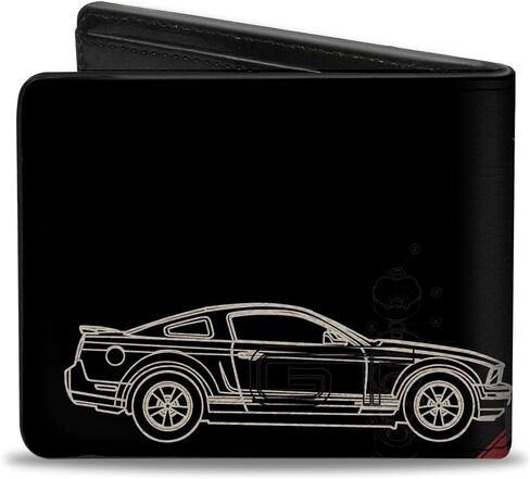 محفظة للجنسين من Buckle Down بشعار Mustang ثلاثي البار / شريط قطري/ طباعة زرقاء اللون أسود/ثنائية الطيات in Kuwait