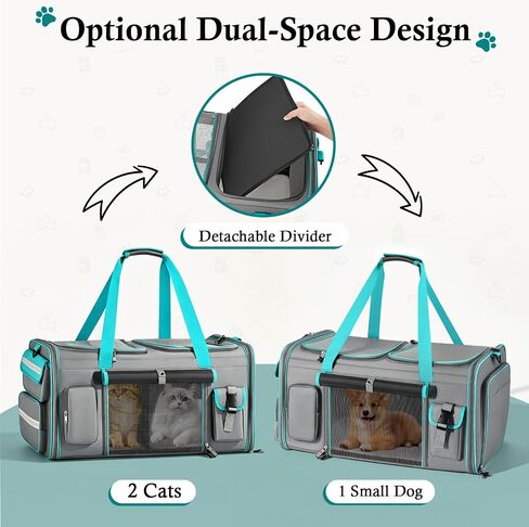 Keaber Cat Carrier for 2 Cats with Expandable Space & Litter Box, Gray in Kuwait