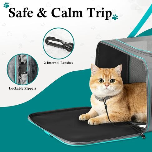 Keaber Cat Carrier for 2 Cats with Expandable Space & Litter Box, Gray in Kuwait