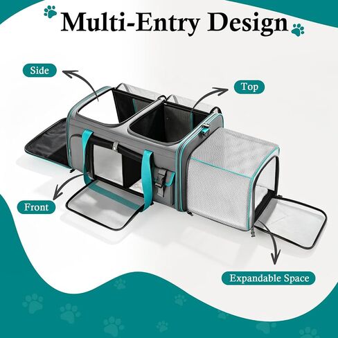 Keaber Cat Carrier for 2 Cats with Expandable Space & Litter Box, Gray in Kuwait