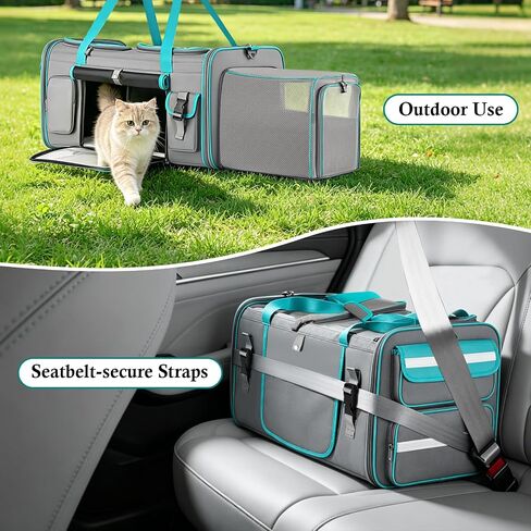 Keaber Cat Carrier for 2 Cats with Expandable Space & Litter Box, Gray in Kuwait