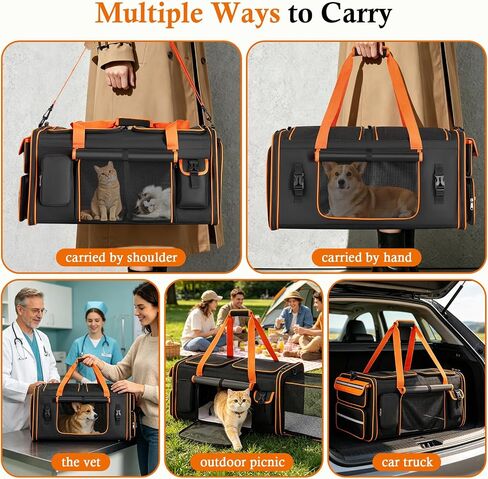 Large Cat Carrier with Litter Box for 2 Cats, Car Travel in Kuwait