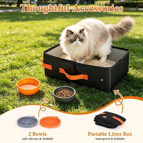 Large Cat Carrier with Litter Box for 2 Cats, Car Travel in Kuwait