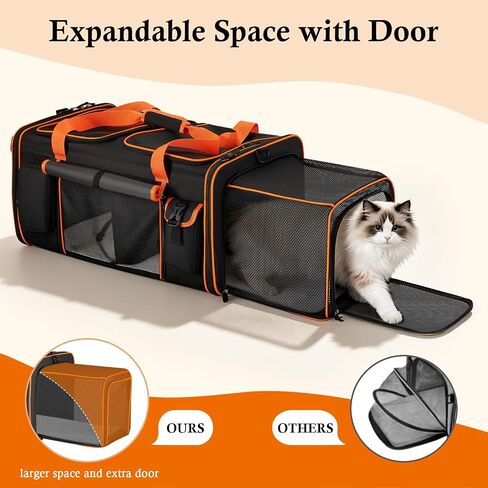 Large Cat Carrier with Litter Box for 2 Cats, Car Travel in Kuwait
