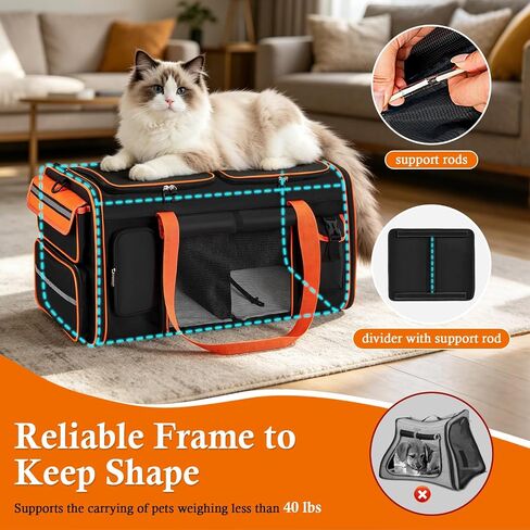 Large Cat Carrier with Litter Box for 2 Cats, Car Travel in Kuwait