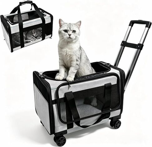Airline Approved Travel Soft-Sided Carrier with Wheels for Small Pets in Kuwait