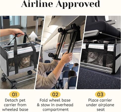 Airline Approved Travel Soft-Sided Carrier with Wheels for Small Pets in Kuwait