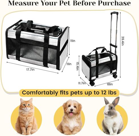 Airline Approved Travel Soft-Sided Carrier with Wheels for Small Pets in Kuwait