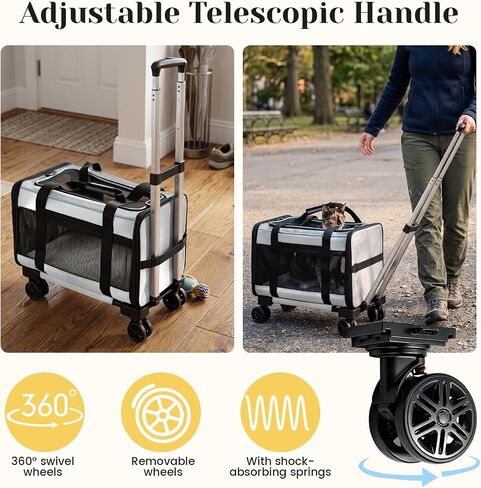 Airline Approved Travel Soft-Sided Carrier with Wheels for Small Pets in Kuwait