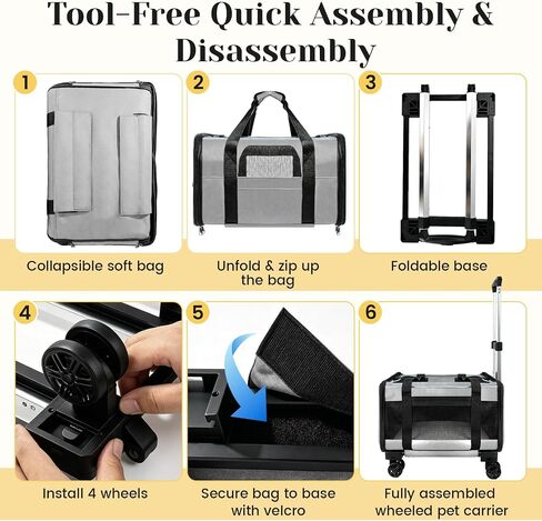 Airline Approved Travel Soft-Sided Carrier with Wheels for Small Pets in Kuwait