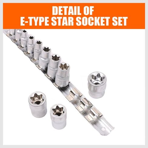 HORUSDY Torx Socket Set | 34-Piece Torx Bit Socket Set | S2 Steel Socket | Solid Star & Tamper Proof | T6 ~ T70 in Kuwait