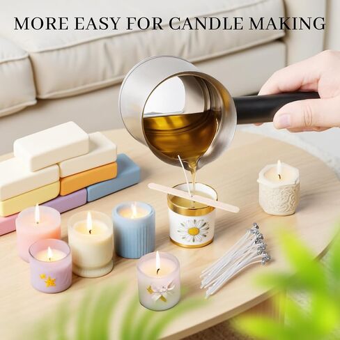 KEARLGMBH Wax Melter for Candle Making, Soy Candle Making Kit with Wax Melting Pot, DIY Candles Making Supplies Including 1lbs Soy Wax, Candle Wax Melter, Stirring Spoon, Wicks, and Centering Device in Kuwait