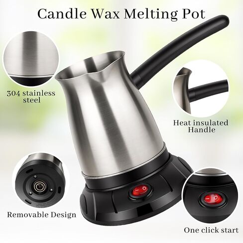 KEARLGMBH Wax Melter for Candle Making, Soy Candle Making Kit with Wax Melting Pot, DIY Candles Making Supplies Including 1lbs Soy Wax, Candle Wax Melter, Stirring Spoon, Wicks, and Centering Device in Kuwait