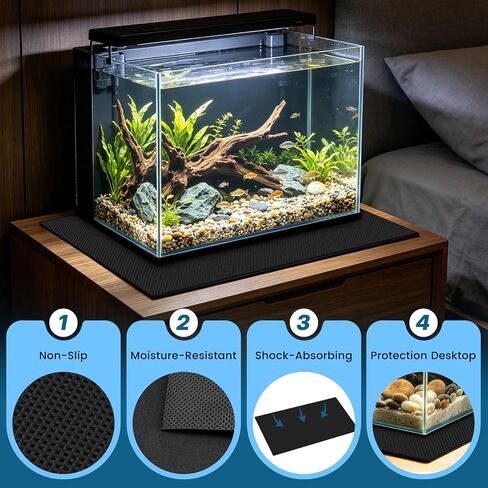 15 x 30 x 0.2 Inches Aquarium Leveling Mat, 2PCS Neoprene Non-Slip Shockproof Fish Tank Pad Waterproof Textured Surface for Uneven Surfaces Durable Fish Tank Mat with Easy-Cut Edges in Kuwait