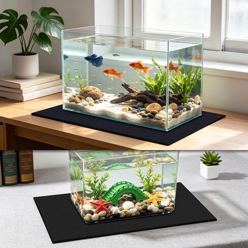 15 x 30 x 0.2 Inches Aquarium Leveling Mat, 2PCS Neoprene Non-Slip Shockproof Fish Tank Pad Waterproof Textured Surface for Uneven Surfaces Durable Fish Tank Mat with Easy-Cut Edges in Kuwait