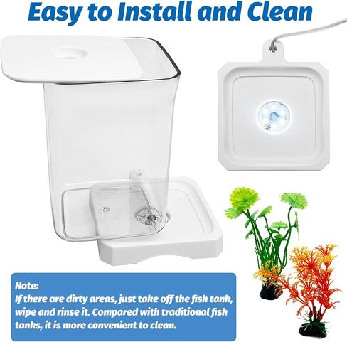 PINVNBY Small Fish Tank, 0.5 Gallon Acrylic Aquarium Starter Kits with 2 PCS Plastic Aquatic Plants, Betta Fish Tank for Shrimp Guppy Jellyfish Goldfish Beta, Room Decor Desktop in Kuwait