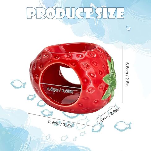 Ceramic Strawberry Aquarium Cave Double Hole Aquarium Hideout in Kuwait