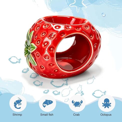Ceramic Strawberry Aquarium Cave Double Hole Aquarium Hideout in Kuwait