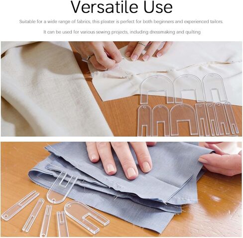 Fabric Pleating Tool - Quick Pleater for Sewing, Quilting, and Clothes Sewing - 12-Piece Set - Acrylic Material - Ideal for Beginners and Tailors in Kuwait