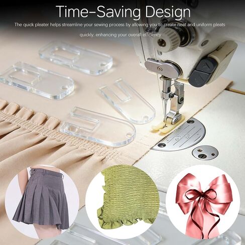 Fabric Pleating Tool - Quick Pleater for Sewing, Quilting, and Clothes Sewing - 12-Piece Set - Acrylic Material - Ideal for Beginners and Tailors in Kuwait