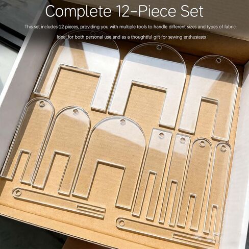 Fabric Pleating Tool - Quick Pleater for Sewing, Quilting, and Clothes Sewing - 12-Piece Set - Acrylic Material - Ideal for Beginners and Tailors in Kuwait