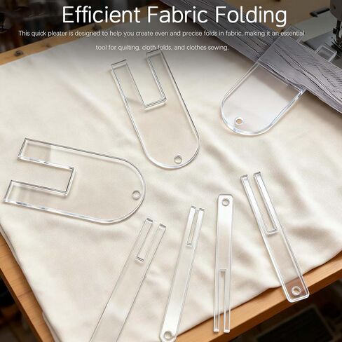 Fabric Pleating Tool - Quick Pleater for Sewing, Quilting, and Clothes Sewing - 12-Piece Set - Acrylic Material - Ideal for Beginners and Tailors in Kuwait