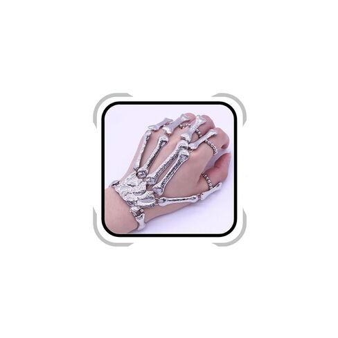 Cathercing Halloween Horror Hand Finger Bone Punk Bracelet for Women Men Kids Chic Unique Jewelry Accessories Prom Party (black) in Kuwait