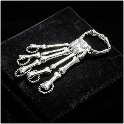 Cathercing Halloween Horror Hand Finger Bone Punk Bracelet for Women Men Kids Chic Unique Jewelry Accessories Prom Party (black) in Kuwait