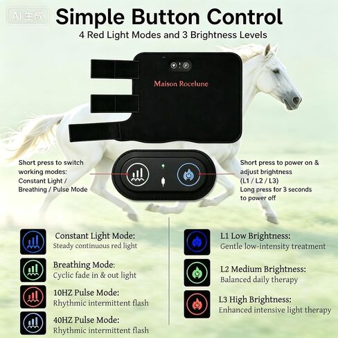 4 Modes&3 Brightness Levels Red Light Therapy Wrap for Horses Leg,Hoof Boot in Kuwait