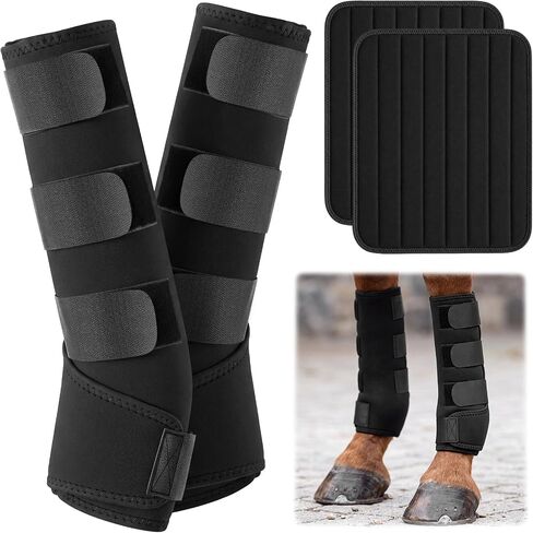 Abbylike L-14 Padded Horse Leg Wraps, Nylon Standing Wraps, Black in Kuwait