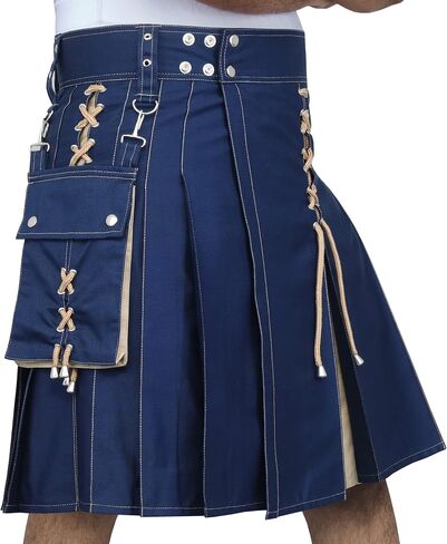 Scottish Modern Two Tone Cotton Utility Kilts for Men-Sports Utility Kilt-Wedding Kilt in Kuwait