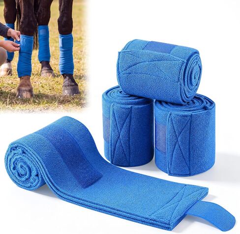 Abbylike 4 Pack Horse Polo Wraps, 10 ft Soft Fleece Horse Leg Wraps, Black in Kuwait