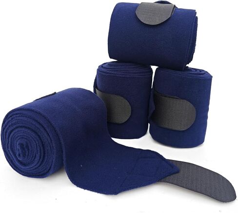 Horse Polo Leg Wraps Soft Fleece Wraps Equestrian Leg Bandage 4-Pack (Cob(8.2ft), Navy) in Saudi Arabia