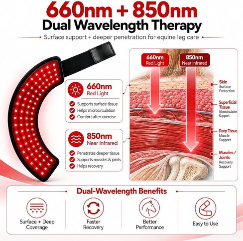 4 Modes&3 Brightness Levels Red Light Therapy for Horse Leg Joint&Hoof Wrap in Kuwait
