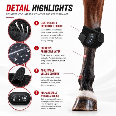 4 Modes&3 Brightness Levels Red Light Therapy for Horse Leg Joint&Hoof Wrap in Kuwait